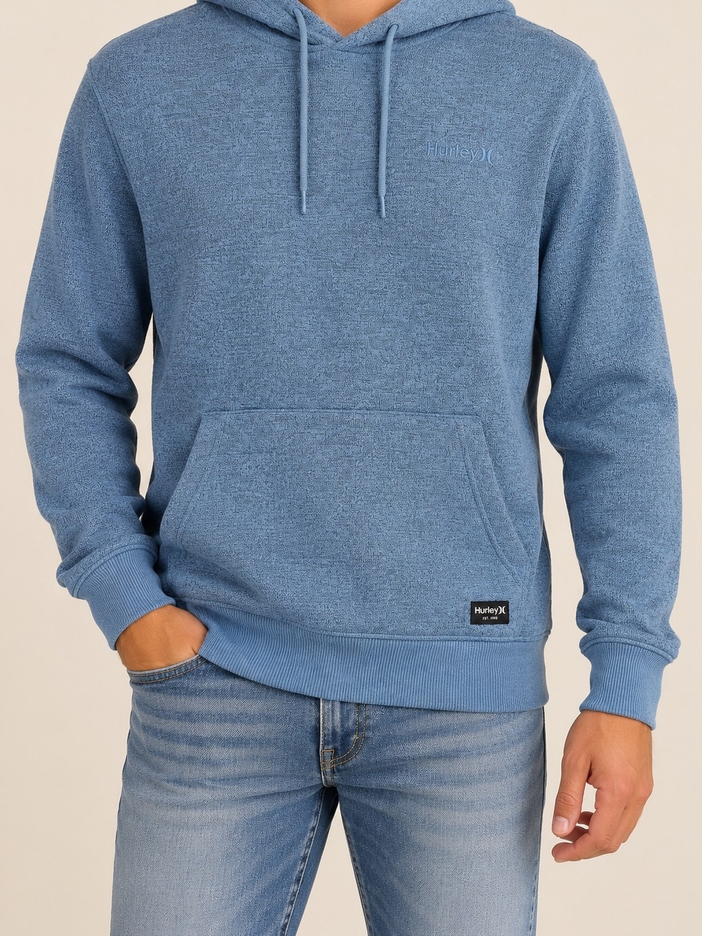 Hurley Men’s S Blue Sea Spray Sweater Fleece Pullover Hoodie Surf